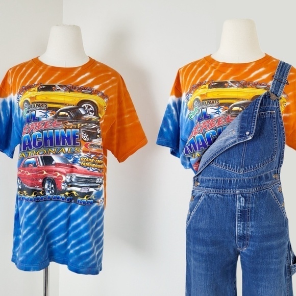 2004 Racing T-Shirt Graphic Tee Tie Dye Short Sleeve Street Muscle Cars Drag - Picture 1 of 10